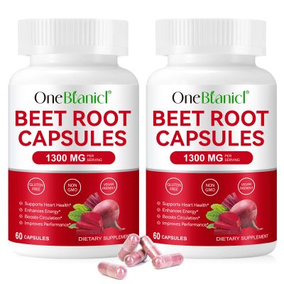 Beetroot Capsules, 120 Capsules Beetroot Supplement 1300mg, Nitric Oxide Boost, Natural Beet Root Extract Rich in Vitamins & Minerals, Non-GMO, Vegan, Gluten-Free Raw Powder