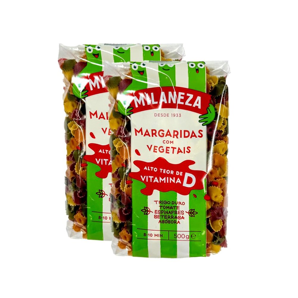 Mila-neza Kids Margaridas Com Vegetais 500G Daisy Shaped Pasta with Added Vegetables Product of Portugal Pack of 2