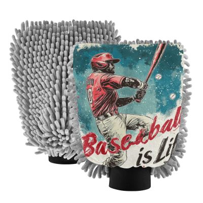 Baseball Life Men Car Wash Microfiber Mitt Non Scratch Washing Mitts Car Cleaning Sponge Large