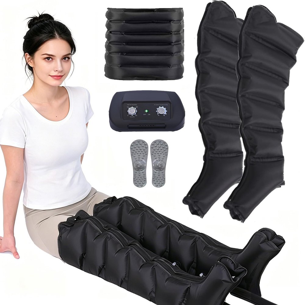 6 Cavity Pressotherapy Air Compression Leg Massager, Compression Boots Lipedema Legs Treatment, Calf Massagers for Pain and Circulation, Pressotherapy and Lymphatic Drainage