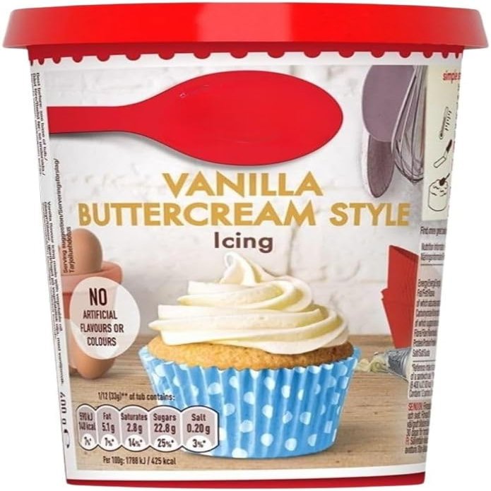 Vanilla Buttercream Flavour Icing 400g, Compatible with Betty Crocker Brownie Recipes, Instant Ready to Use Frosting for Cakes Cupcakes