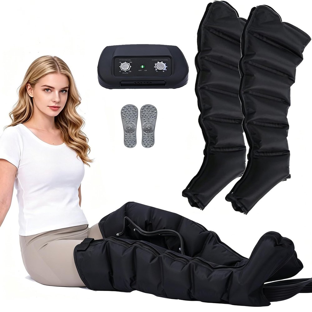 6 Cavity Pressotherapy Air Compression Leg Massager, Compression Boots Lipedema Legs Treatment, Calf Massagers for Pain and Circulation, Pressotherapy and Lymphatic Drainage