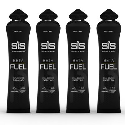 SIS Beta Fuel Energy Gels for Cycling Running Triathlon - Dual-Source Carbohydrate Blend - 40g of Carbs - Gluten-Free - Informed Sport Certified - 4 Pack (4 Pack, Unflavoured)
