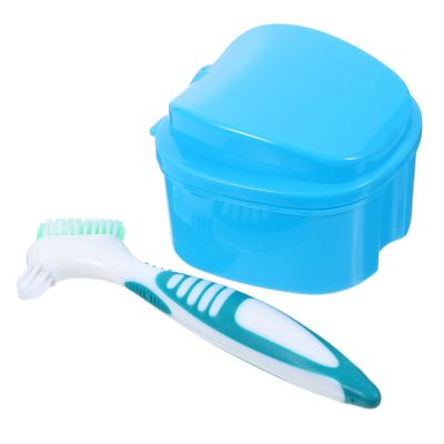 GANAZONO Denture Box for Denture Cleaning Storage Case Bath Soaking Container Strainer