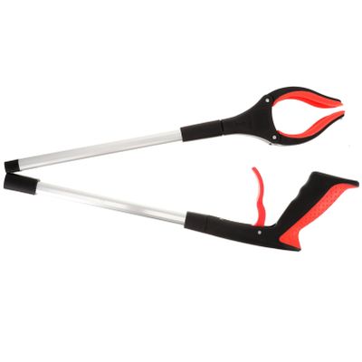 Veemoon Foldable Trash Grabber for Elderly Portable Garbage Picker Tool with Red Handle Lightweight Trash Picker Upper Tool for Outdoor and Household Waste Collection