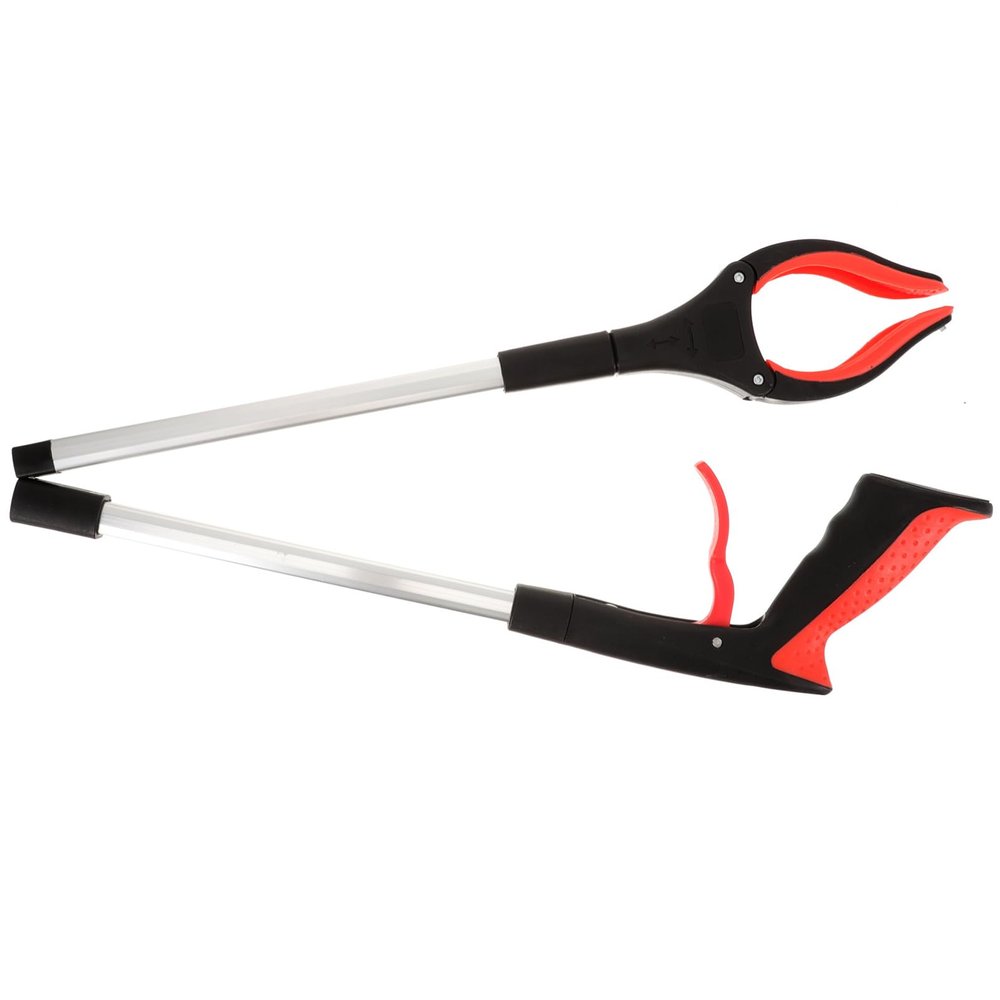 Veemoon Foldable Trash Grabber for Elderly Portable Garbage Picker Tool with Red Handle Lightweight Trash Picker Upper Tool for Outdoor and Household Waste Collection