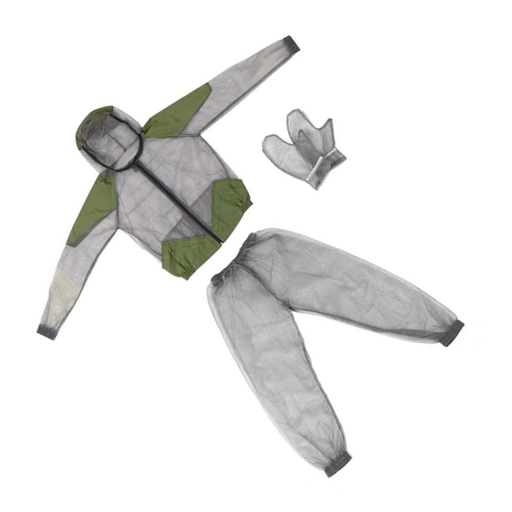 Beaupretty Mosquito Prevention Clothing Set Xl Breathable Mesh Hooded Jacket and Pants with Gloves Sun Protection Outdoor Suit for Camping, Hiking, Fishing, Gardening