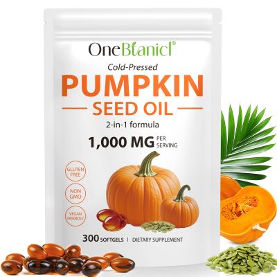 Pumpkin Seed Oil Capsules, 300PCS, Cold Pressed & Efficient Absorption, Essential Fatty Acids & Phytosterols, Supports Hair, Urinary, Bladder Heart & Skin Supplement