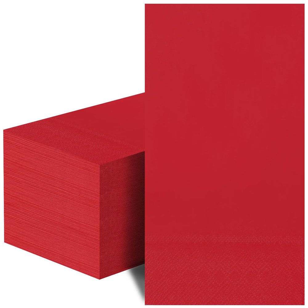 100 Pcs Red Paper Napkins Disposable - Red Guest Dinner Napkins for Bathroom Wedding Birthday Anniversary Christmas Party