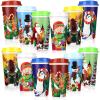 Tioncy 12 Pcs Christmas Reusable Coffee Cups Gift 16 oz with Lids Plastic Cups Travel Coffee Mug Thank You Gifts for Winter (Snowman) view 1