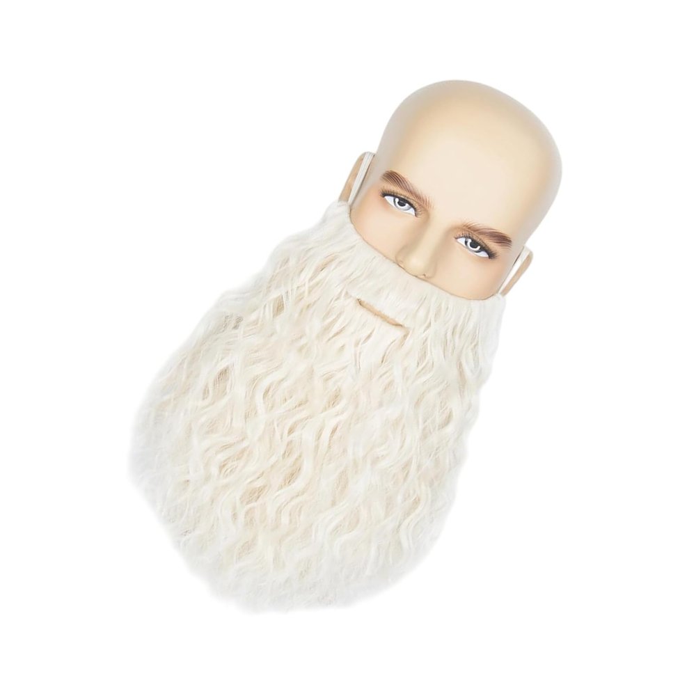 Long Curly Wizard Beard With Elastic Band Novelty Facials Hair Halloween Fake Beard Mustache For Cosplay Party Supplies Halloween Fake Beard