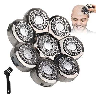 8 Blade Head Shaver Replacement, 8D Rotating Washable Shaver Blades for Men, Universal Razor Heads Wet & Dry Replacement Blades fits 5/6/7 Head Shavers, Easily Attach Your New Shaver Head