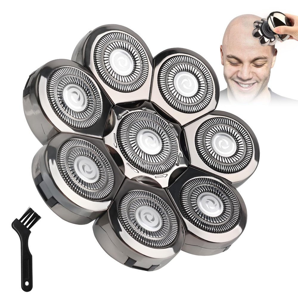 8 Blade Head Shaver Replacement, 8D Rotating Washable Shaver Blades for Men, Universal Razor Heads Wet & Dry Replacement Blades fits 5/6/7 Head Shavers, Easily Attach Your New Shaver Head