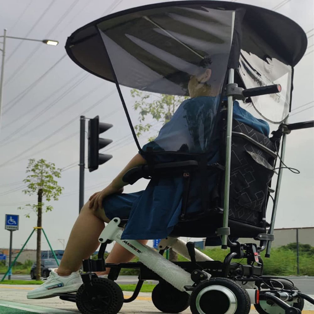 Wheelchair Umbrella Cover - Sun and Rain Protection for Electric and Manual Wheelchairs - Durable Canopy for Outdoor Use