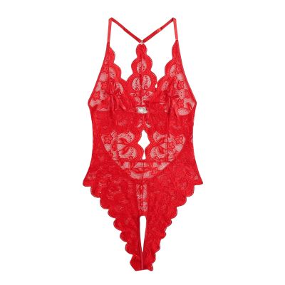 Crotchless Lingerie for Women Sets, Plus Size See Through Sex Tie up Lingeries Btsm Deep V Neck Sexy Lace Babydoll Lingerie See Through Mesh Nightdress