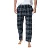 Mens Pyjama Bottoms Linen Nightwear Plaid Pajama Pants Sleepwear Lounge Pants, PJs Bottoms with Pockets Drawstring Gingham Trousers Men Black L view 1