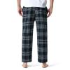 Mens Pyjama Bottoms Linen Nightwear Plaid Pajama Pants Sleepwear Lounge Pants, PJs Bottoms with Pockets Drawstring Gingham Trousers Men Black L view 3