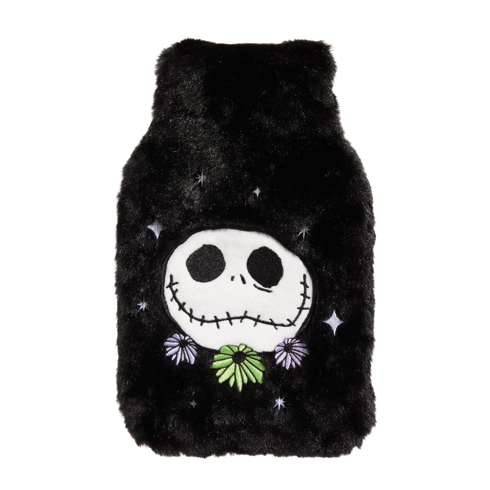 Skinnydip Hot Water Bottle Nightmare Before Christmas Jack Flower Cover with Soft Faux Fur 300ml Capacity Cute & Fluffy Hot Water Bottle with Twist-Lid Fastening (Nightmare Before Christmas)