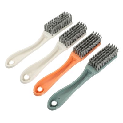 HOUDERCO 4pcs Clothing Cleaning Tool Long Handle Laundry Brush for Shoes Bags More Convenient Dirt Eraser for Clothes Shoes Beds Floors Bathtubs Random Color
