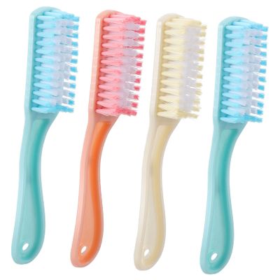 VALICLUD 4pcs Long Handled Cleaning Brush for Clothes Shoes and More Multi Functional Laundry and Nail Brush for Home and Travel Use Random Color Random Color