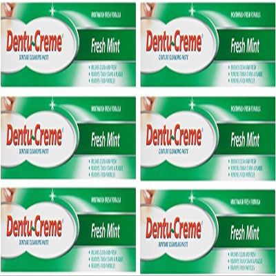 6X DentuCreme Fresh Mint Toothpaste Pack of 6 Advanced Cavity Protection, Whitening & Fresh Breath Toothpaste, Fluoride Formula for Adults, Herbal Mint & Baking Soda, 75ml | SterlingSquare