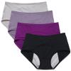 Evella Leak Proof Underwear, Evella Leak Proof Panties, Ultra Absorbent Three Layer Leakproof Ladies Underwear Over 60, Washable Incontinence Pants (4PCS-D,XXL) view 1