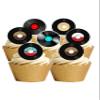 12 Pre-Cut Vinyl Records Design Edible Wafer Paper Cake Toppers Decorations view 1