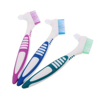 GOOHOCHY 3PCS Dual Head Soft Bristle Toothbrush for Dentures Gentle Cleaning Tool for Elderly Oral Care Portable and Efficient Tooth Cleaning Brush for Travel and Daily Use