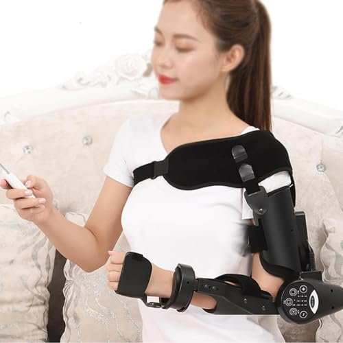 Elbow Flexion and Extension Trainer - Upper Limb Rehabilitation Device with Remote Control, Hinged Arm Exerciser for Elbow Joint Recovery, Intelligent Timing