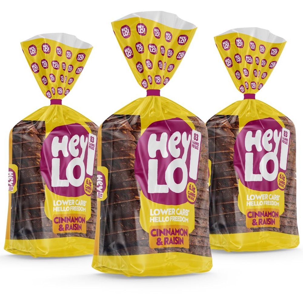 Heylo Keto Cinnamon & Raisin Bread 3 x 450g | Low Carb, High Fibre Loaf for Toast & Sandwiches