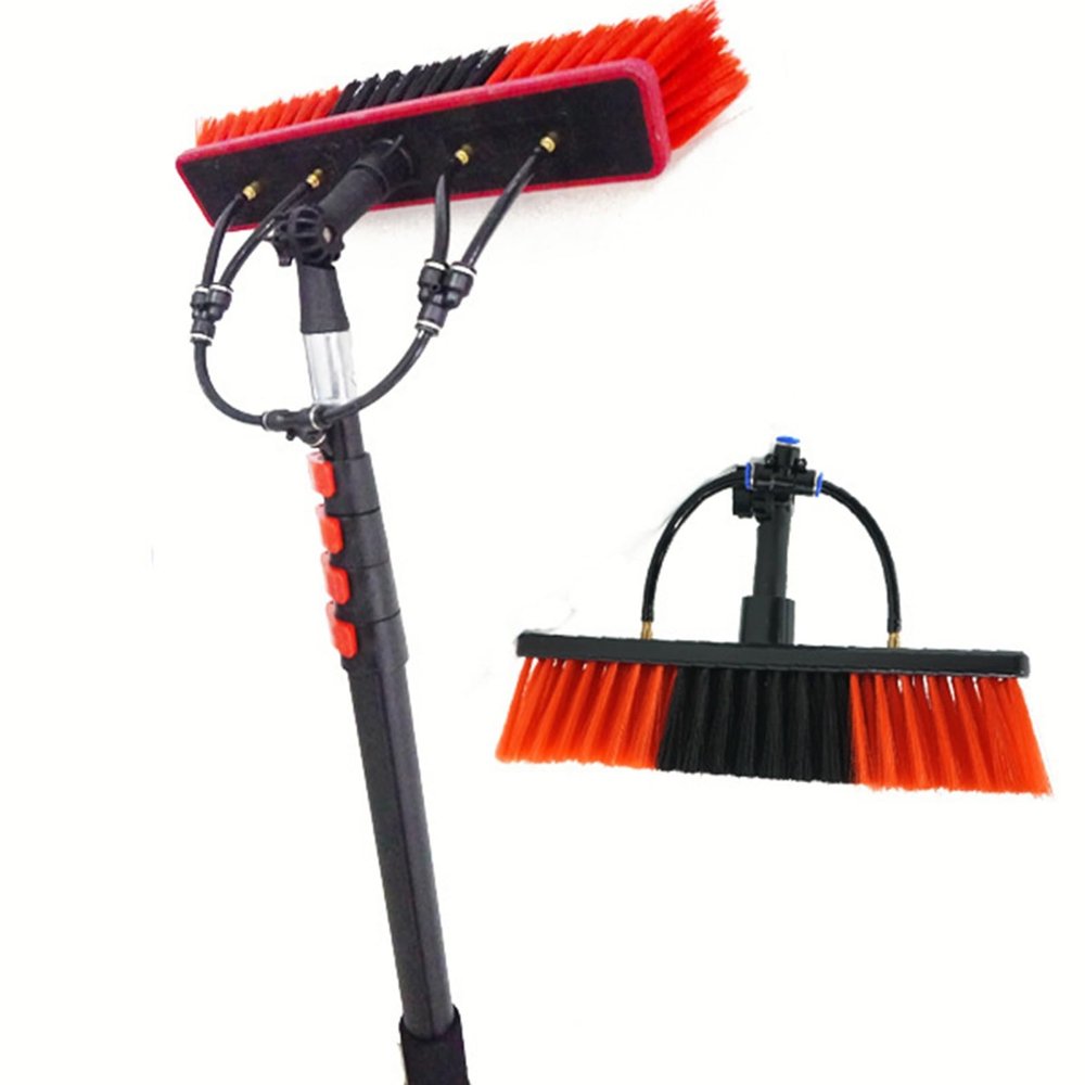 HUFIREHU High Altitude Cleaning Brush Water Fed Telescopic Brush Window Cleaning Brush Extendable Cleaner Conservatory Roof 5-12m Water Fed Pole Kit(RED_6M/19.7FT)
