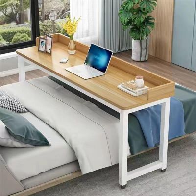 HAJHI Hospital Bed Table Rolling for Breakfast Studying Bedside Table with Wheels Leisure Day Overbed Table for Computer Games(170 * 40 * 80cm,White walnut - B)