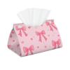 Bows Long Tissue Box Cover Faux Leather Tissue Holder, Stylish Tissue Dispenser For Bathroom, Living Room, Office, Bedroom, Car Use view 1