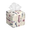Retro Airplane Print Tissue Box Cover Square, Foldable Modern Leather Cube Tissue Box Holder, Home Decor Accessories for Bathroom, Nightstand, Office Desk, Car, Tabletop view 1
