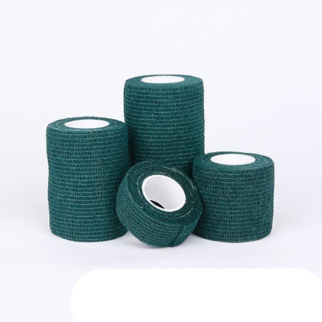 SBJKLYRN Self-adhesive bandage tape 4.8m Colorful Sport Self Adhesive Elastic Bandage Wrap Tape For Knee Support Pads Finger Ankle Palm Shoulder(Dark green,2.5cm X 4.8m)