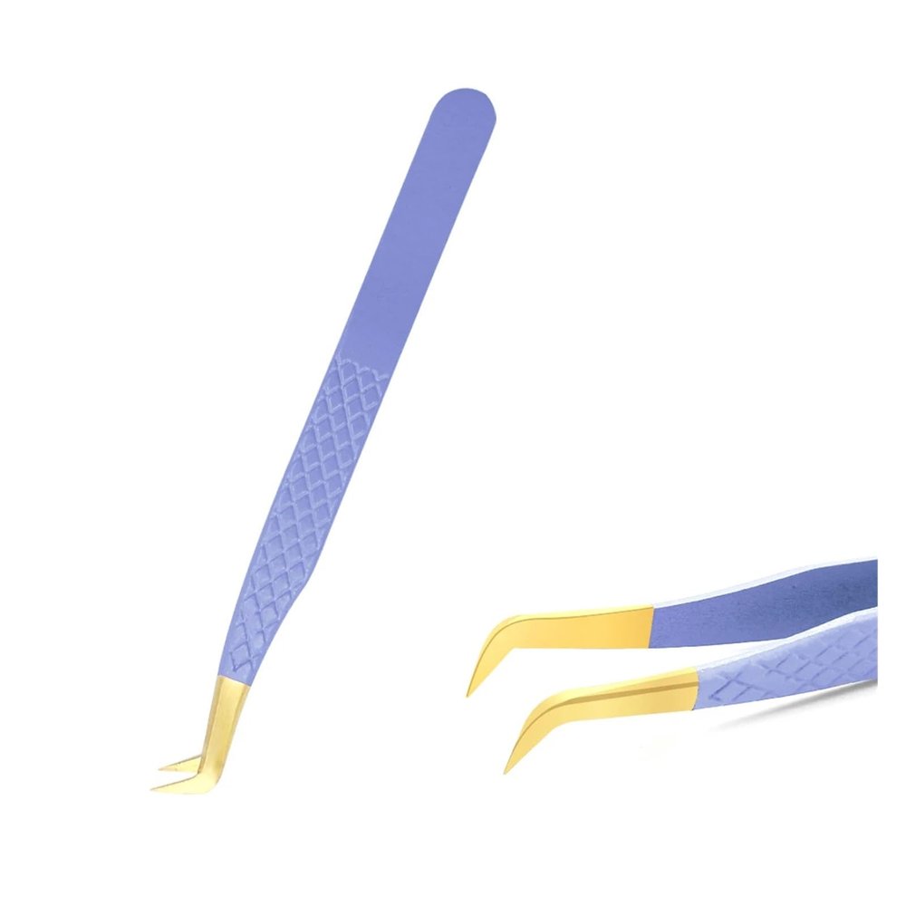 1 Piece Purple Tweezers Stainless Steel Tweezers for Eyelash Extensions(08)