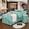 4-piece Microfiber Massage Table Sheet Set,Solid Color Massage Table Skirt For Beauty Facial Bed Bedding Breathable Reusable,F,190x80cm(75x31inch) view 1