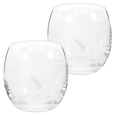 LIGIGWASH Globe Patterned Glass Tumblers 2pcs Set 12oz Cups for Cocktail Whiskey Home Bar