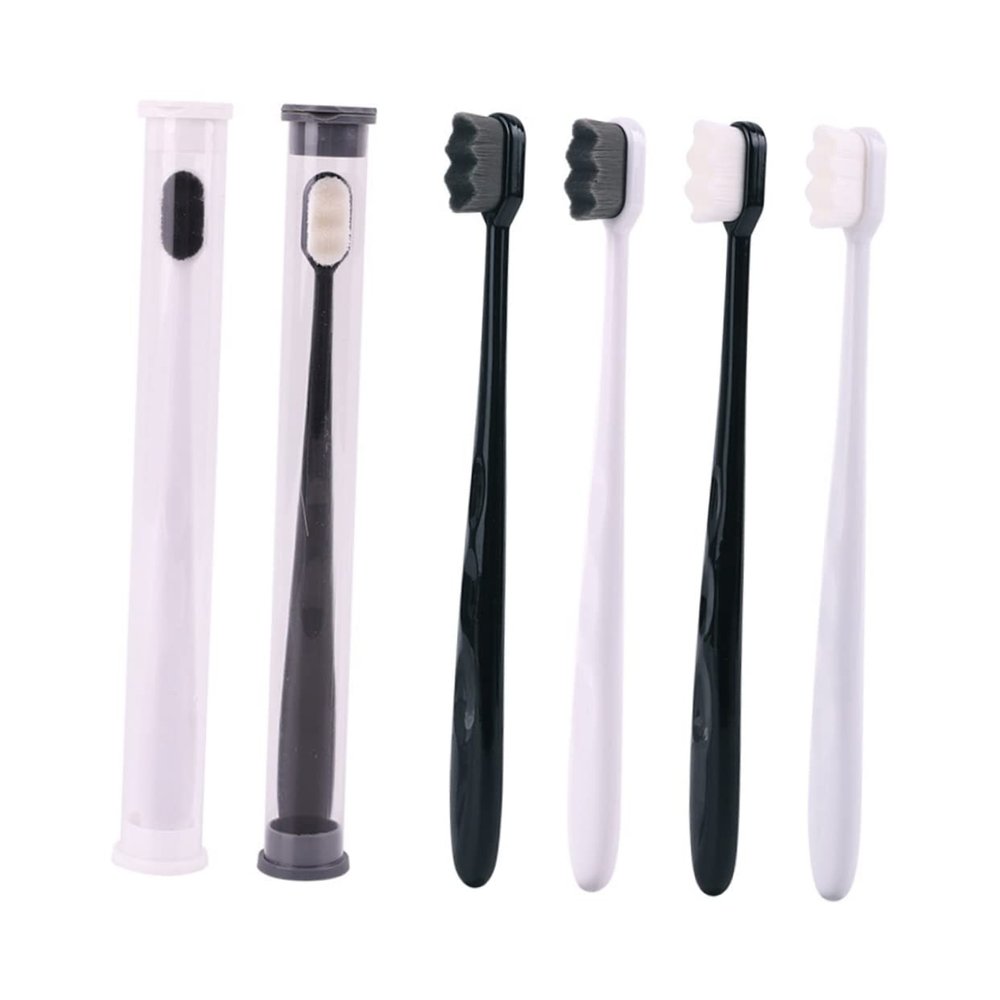 BELLIFFY Soft Micro-Nano Manual Toothbrush Black Handle with Bristles for Oral Cleaning and Sensitive Gums, Pregnancy and Postpartum Oral Care Tool for Deep Teeth Cleaning