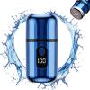 Mini Electric Shaver for Men Women, USB-C Rechargeable Capsule Razor with Wet and Dry Shaving, Portable Shaver with Digital Display, Cordless Compact Shaver for Travel Home Business Trip (Blue) view 1