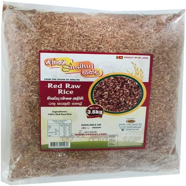 Sindhu Red Raw Rice 3.6kg Soft Texture and Aroma Ideal for Daily Cooking Product from Sri Lanka Pack of 1