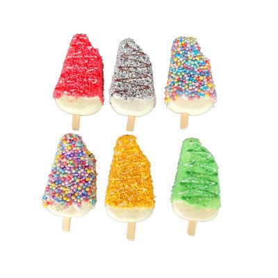 6 Pack Artificial Popsicle with a Bite, Realistic Fake Ice Cream Bar Simulation Imitation Cake Desserts Food Popsicle Model for Home Shops Staging Party Decor Sample Display Game Photography Props