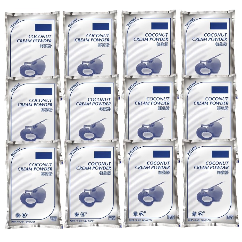 Coconut Cream Powder 12X1kg Bulk Pack Instant Coconut Milk & Cream Substitute By Kara - Ideal for Baking, Cooking, Desserts & Asian Cuisine - Rich Coconut Flavour