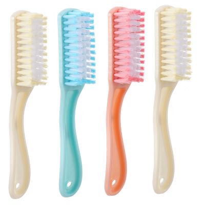 Homoyoyo 4pcs Long-handled Shoe Brush Cleaning Brush Bristles Shoes Cleaner Clothes Washing Clothing Cleaning Tool and Laundry Tasks Random Color