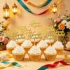 10 Umrah Mubarak Cupcake Toppers, Gold Topper, Cake Toppers, Sparkling Glitter Charms, Decorations. (Gold) view 3