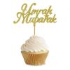 10 Umrah Mubarak Cupcake Toppers, Gold Topper, Cake Toppers, Sparkling Glitter Charms, Decorations. (Gold) view 4