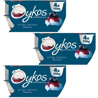 Luxury Greek Yogurt pots 12x110g - OYKOS (Blueberry)