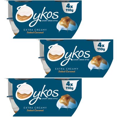 Luxury Greek Yogurt pots 12x110g - Oykos (Salted Caramel)