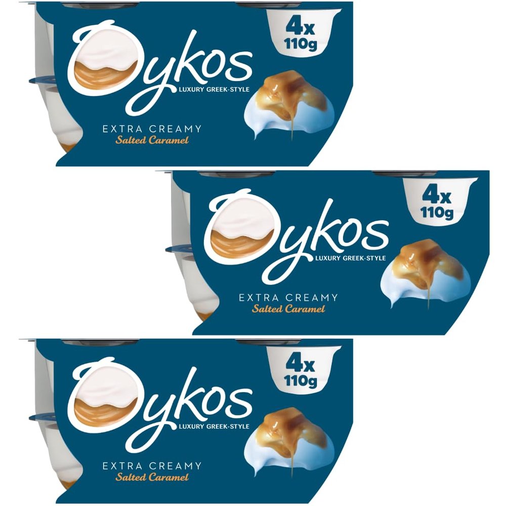 Luxury Greek Yogurt pots 12x110g - Oykos (Salted Caramel)