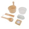aqxreight Sauna Wooden Bucket Kit 4L with Plastic Liner Handle Hygrothermograph Explosion Proof Lamp for Sauna SPA Bath Shower Swimming Pool view 1